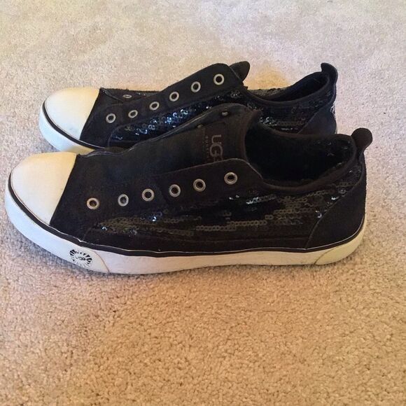 UGG Laela Sparkles Slip On Black Sneakers Suede Sequins - Picture 3 of 11